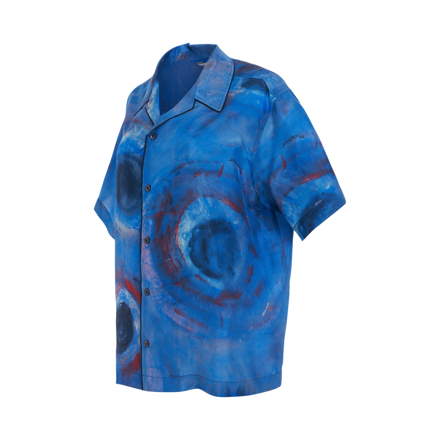 Printed Wide Fit Short Sleeve Shirt in Cobalt