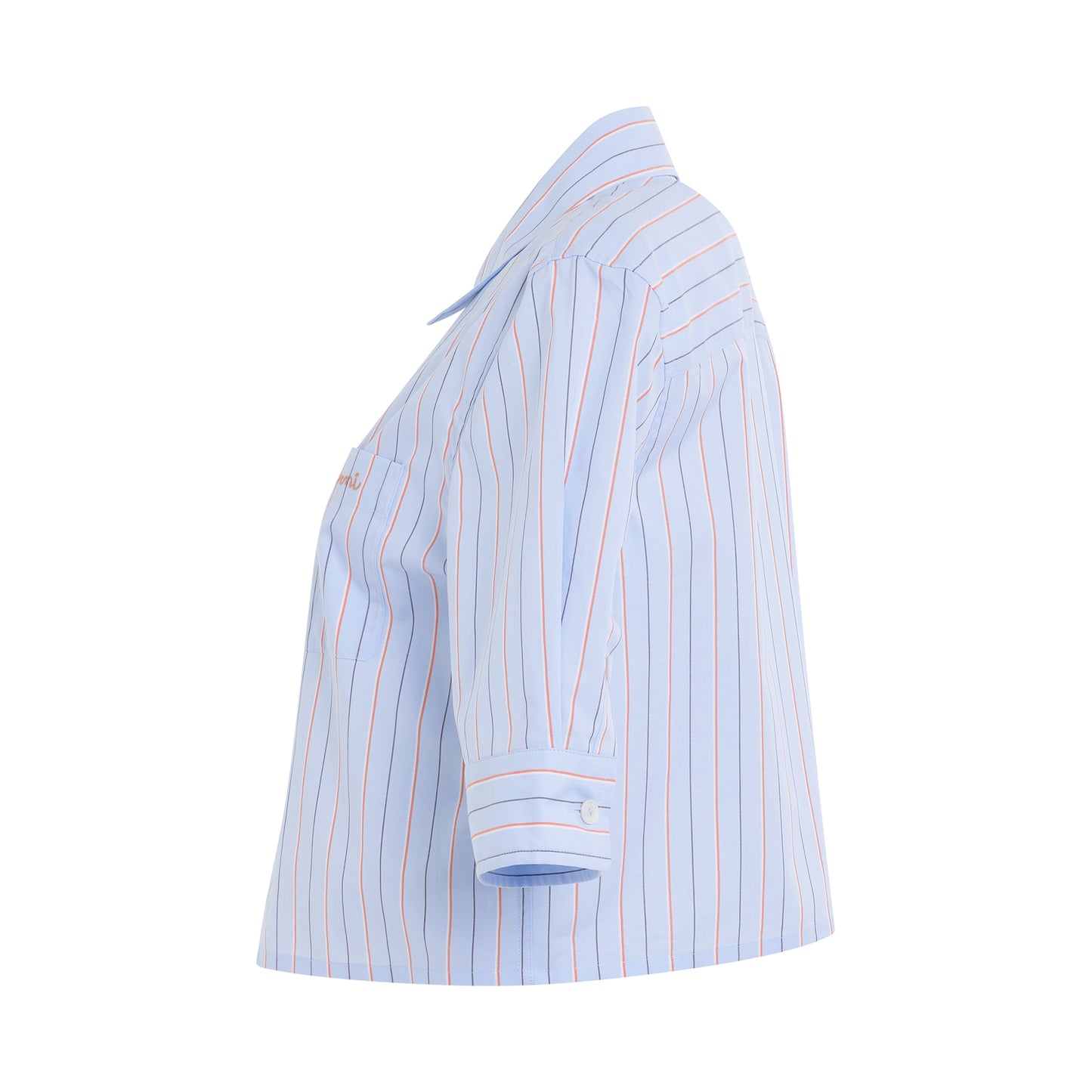 Stripe Print Cropped Shirt in Iris Blue