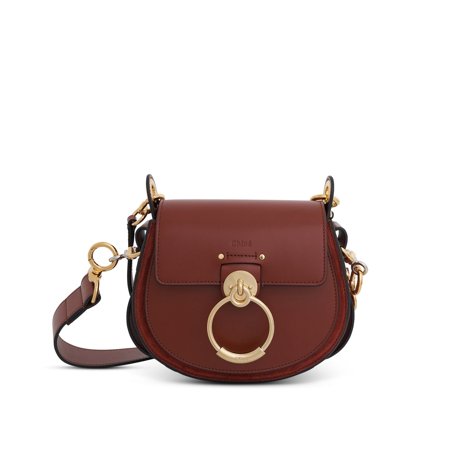 Small Tess Day Bag in Shiny & Suede Calfskin in Sepia Brown