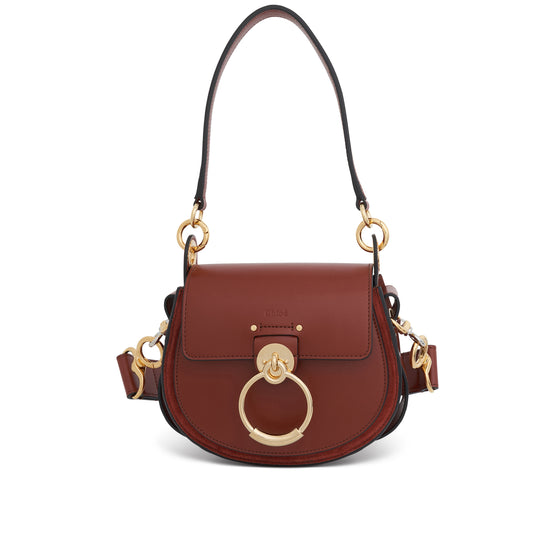 Small Tess Day Bag in Shiny & Suede Calfskin in Sepia Brown