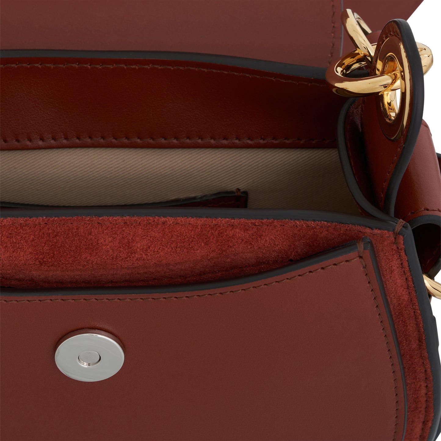 Small Tess Day Bag in Shiny & Suede Calfskin in Sepia Brown