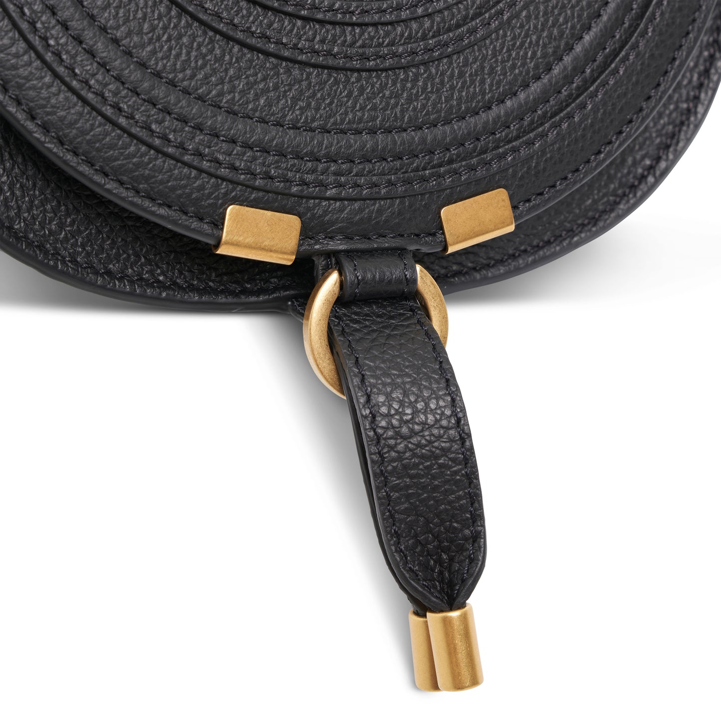 Marcie Saddle Mini Bag in Grained Calfskin in Black