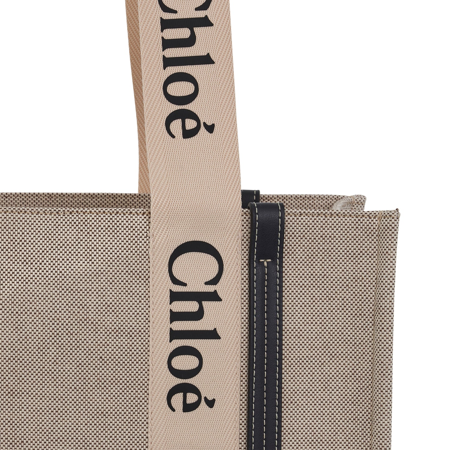 Medium Woody Tote Bag with Strap in White/Blue