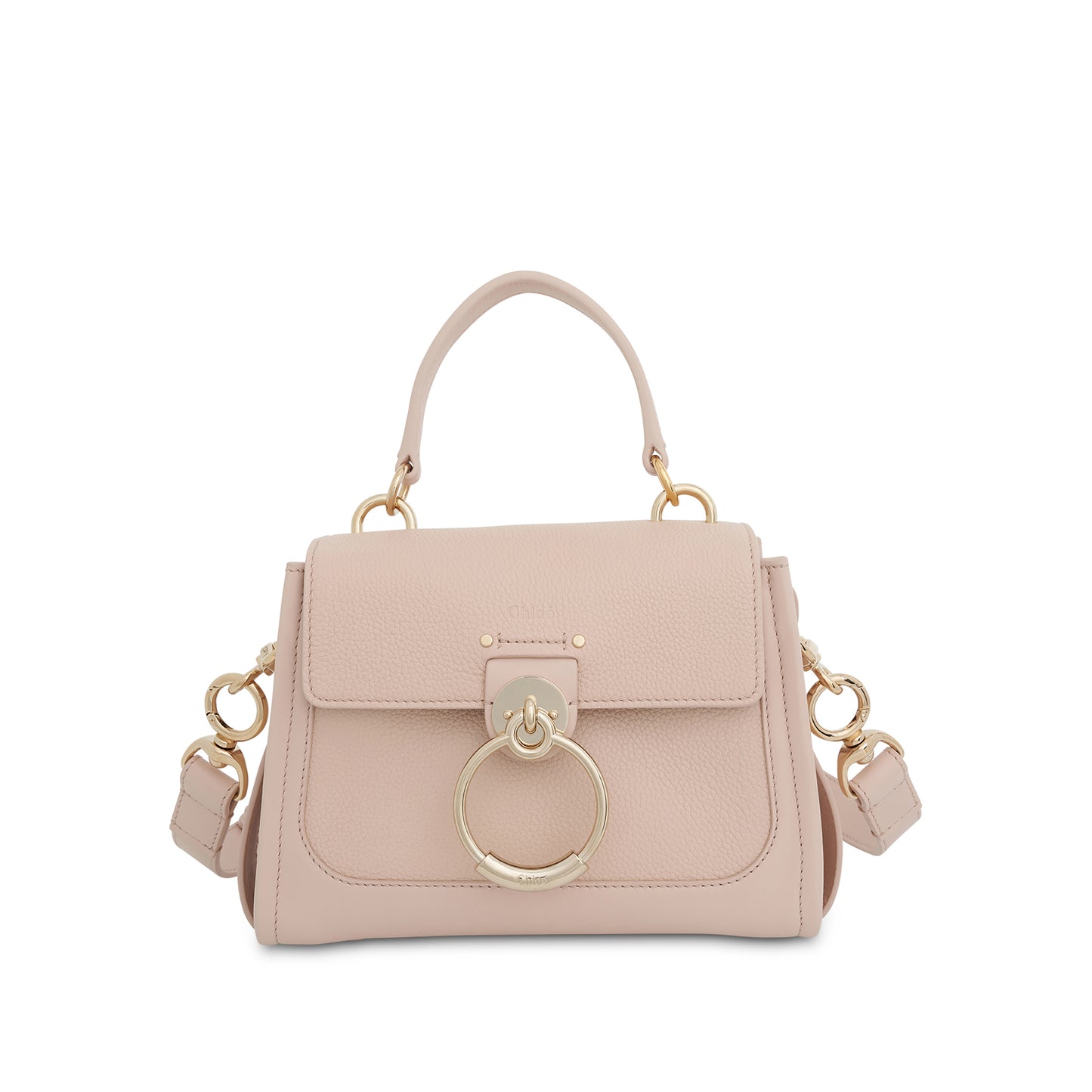 Mini Tess Day Bag in Grained & Shiny Calfskin in Cement Pink