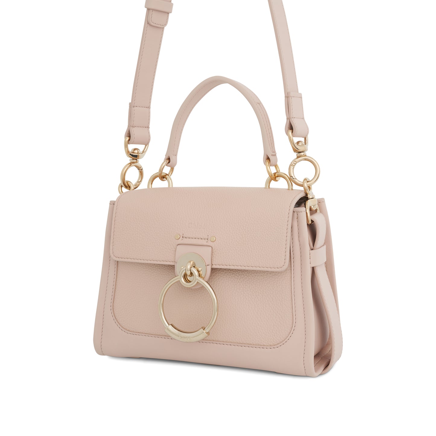 Mini Tess Day Bag in Grained & Shiny Calfskin in Cement Pink
