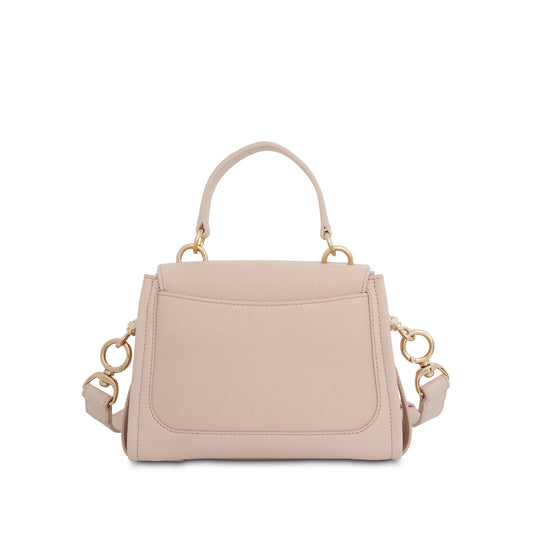 Mini Tess Day Bag in Grained & Shiny Calfskin in Cement Pink