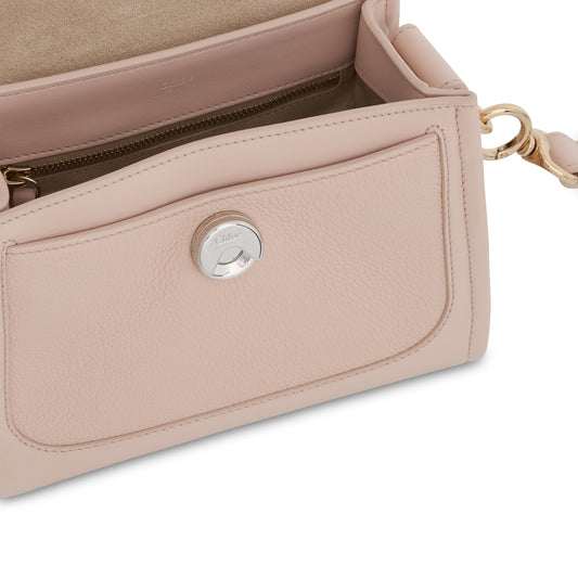 Mini Tess Day Bag in Grained & Shiny Calfskin in Cement Pink