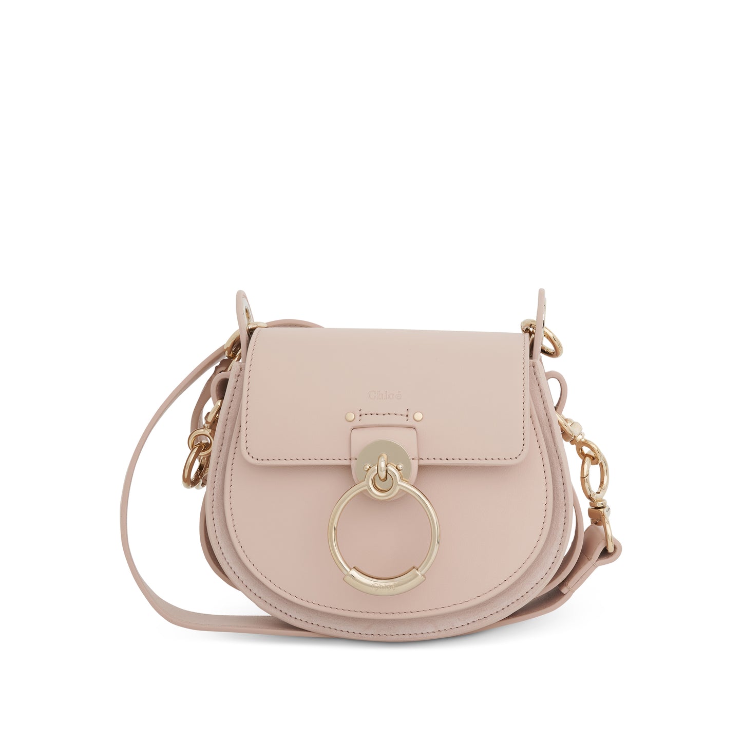Tess Small Bag in Shiny and Suede Calfskin in Cement Pink