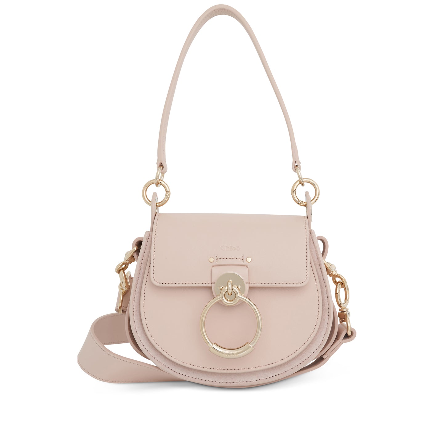 Tess Small Bag in Shiny and Suede Calfskin in Cement Pink