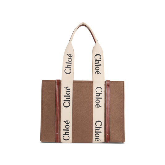 Medium Woody Tote Bag in Recycled Felt in Light Brown