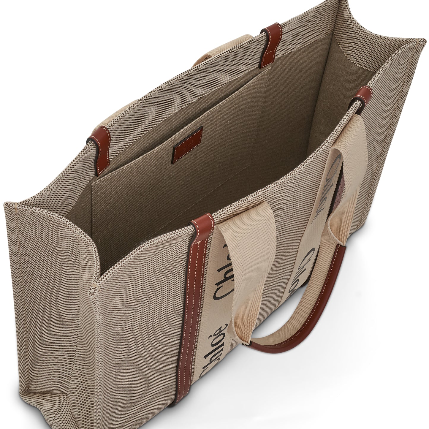 Large Woody Tote Bag in White/Brown