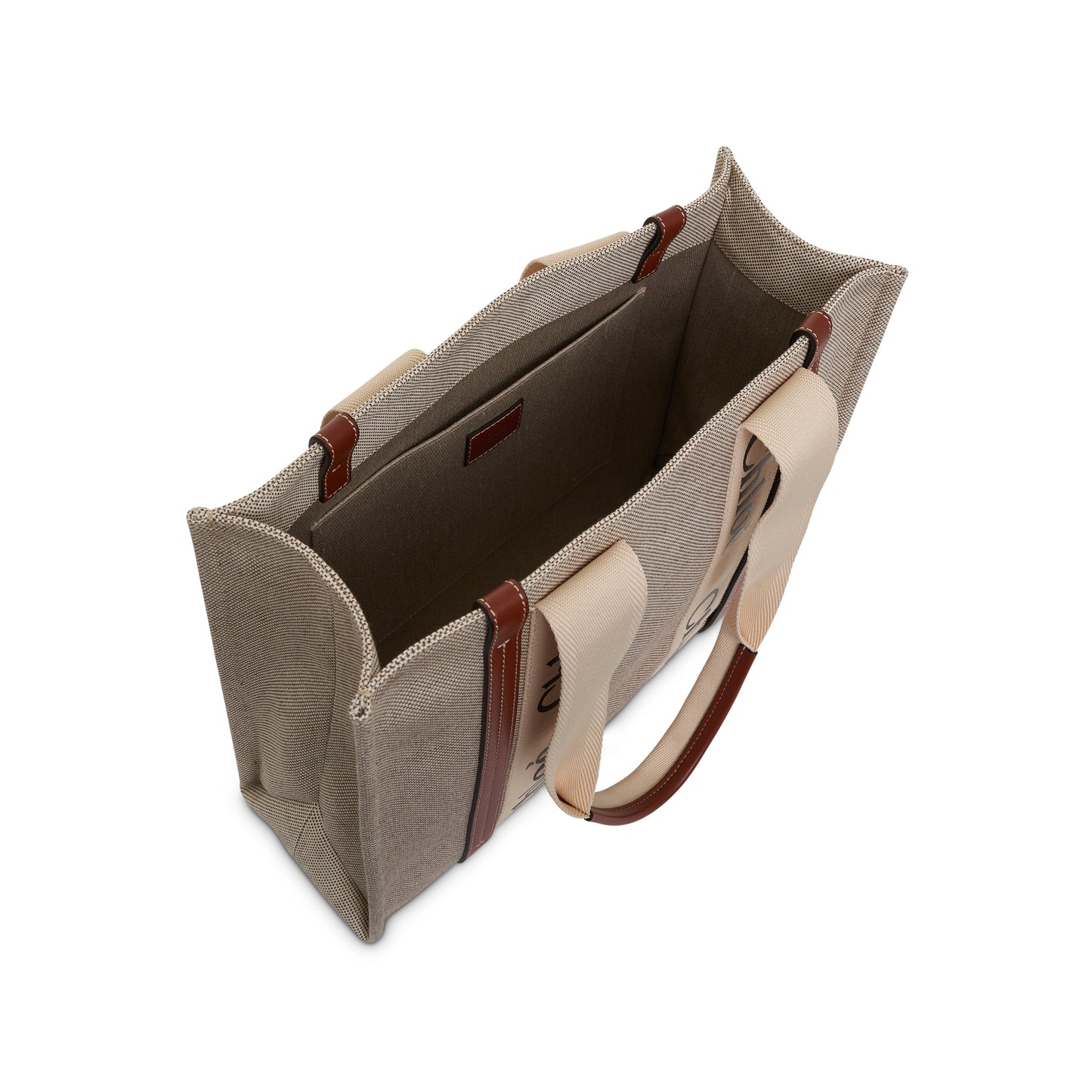 Medium Eco Woody Tote Bag with Strap in White/Brown