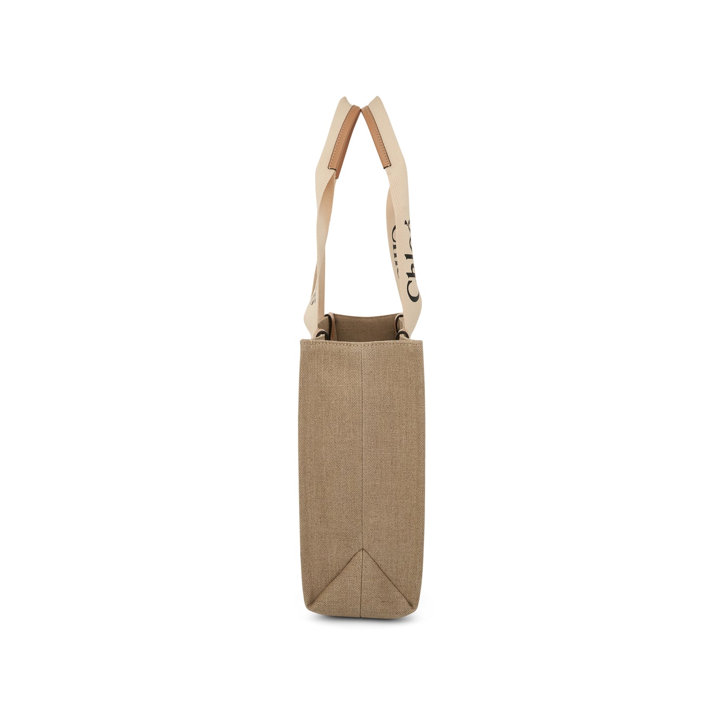 Medium Eco Woody Tote Bag with Strap in White/Beige