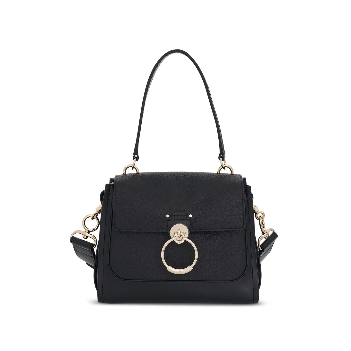Small Tess Day Bag in Grained & Shiny Calfskin in Black