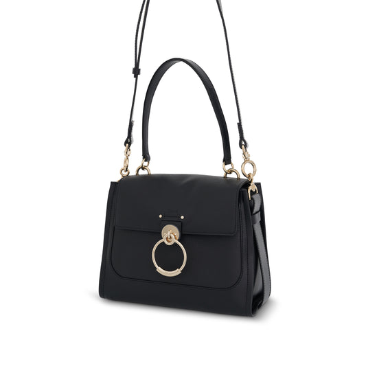 Small Tess Day Bag in Grained & Shiny Calfskin in Black