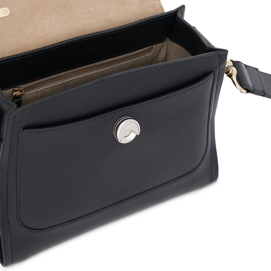 Small Tess Day Bag in Grained & Shiny Calfskin in Black