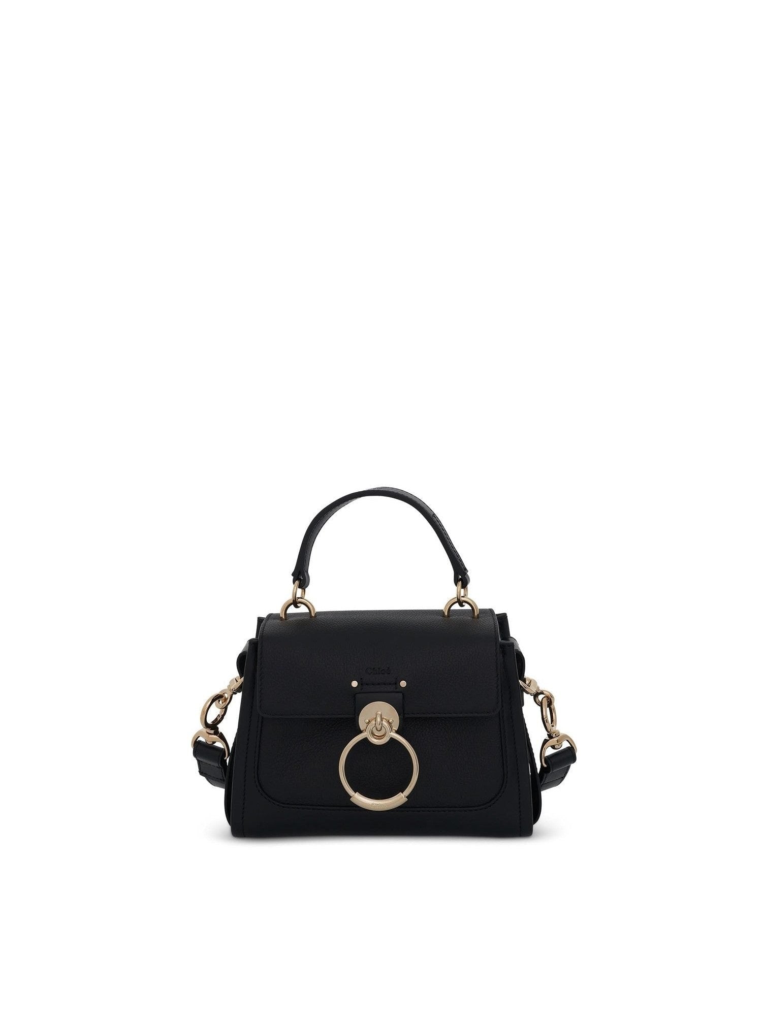 Mini Tess Day Bag in Grained & Shiny Calfskin in Black
