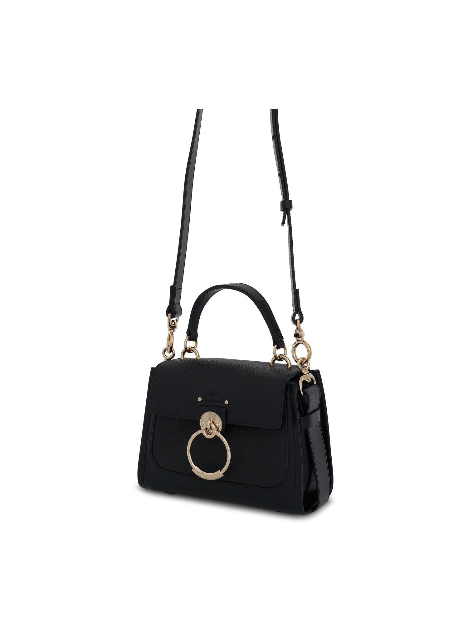 Mini Tess Day Bag in Grained & Shiny Calfskin in Black
