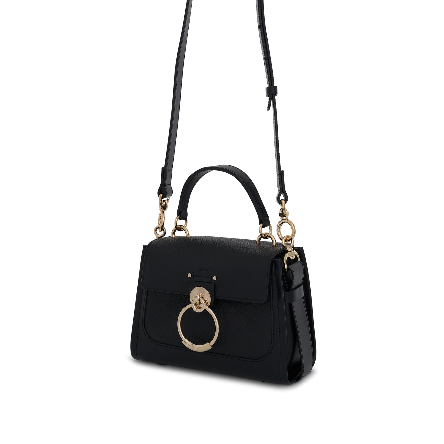 Mini Tess Day Bag in Grained & Shiny Calfskin in Black
