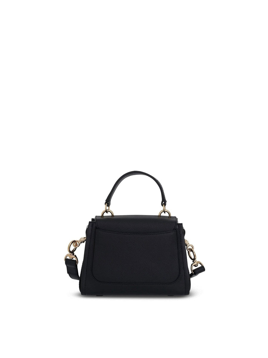 Mini Tess Day Bag in Grained & Shiny Calfskin in Black