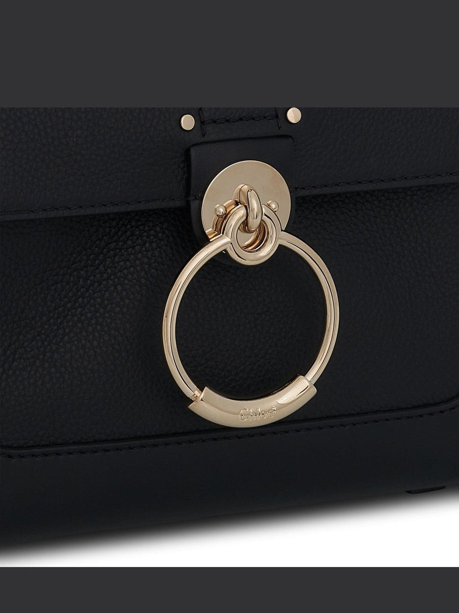 Mini Tess Day Bag in Grained & Shiny Calfskin in Black