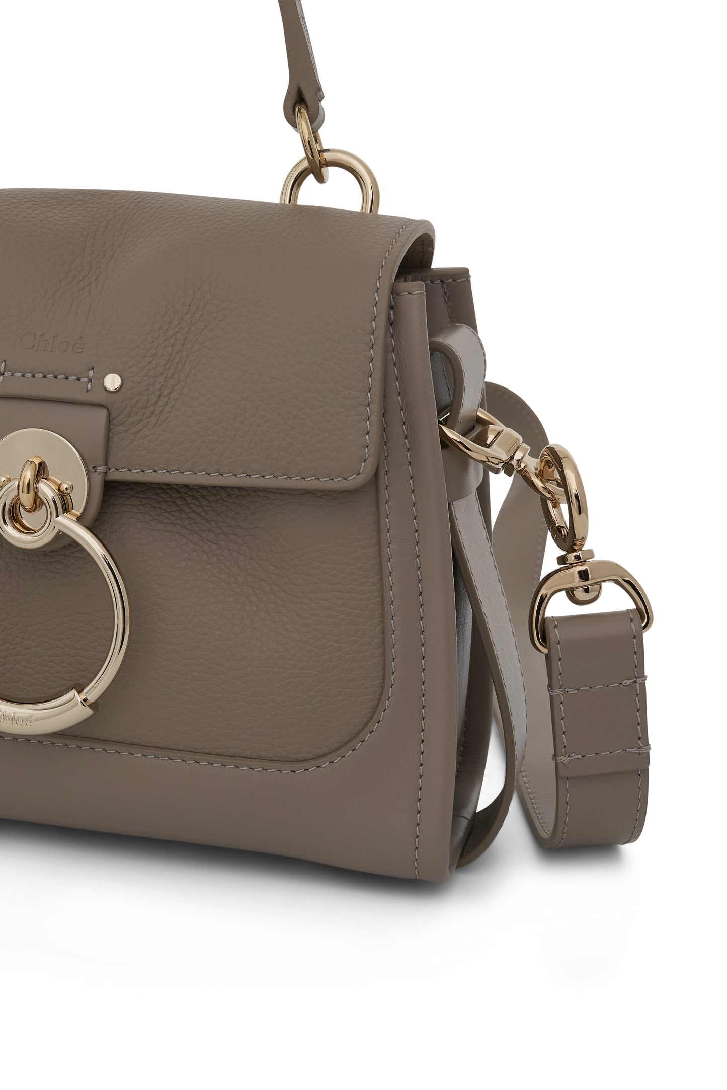 Mini Tess Day Bag in Grained & Shiny Calfskin in Motty Grey