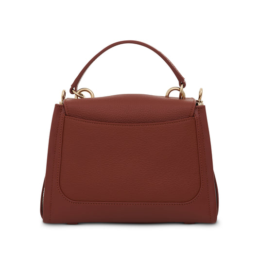 Mini Tess Day Bag in Grained & Shiny Calfskin in Sepia Brown