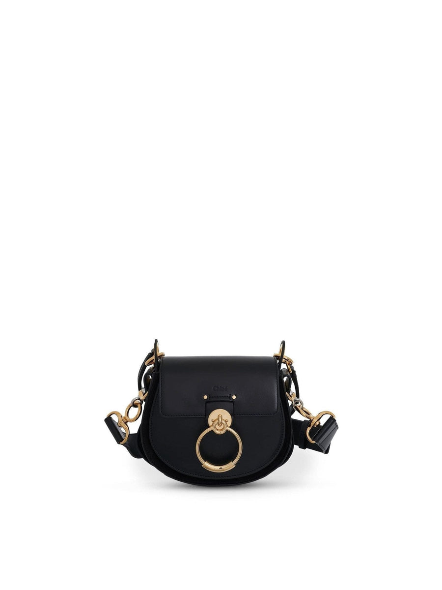 Small Tess Bag in Shiny & Suede Calfskin in Black
