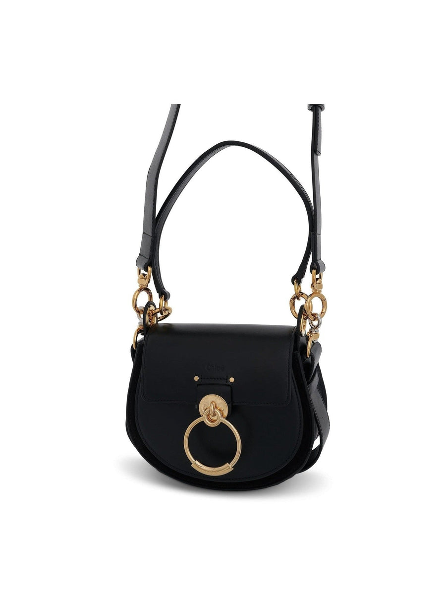 Small Tess Bag in Shiny & Suede Calfskin in Black