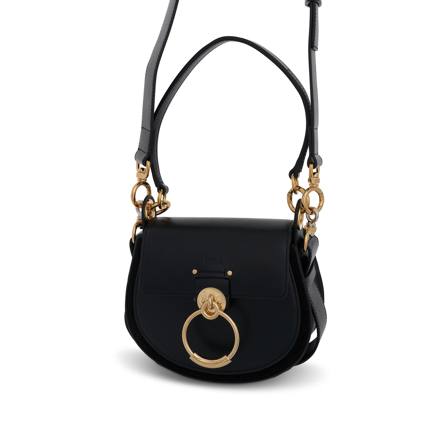 Small Tess Bag in Shiny & Suede Calfskin in Black