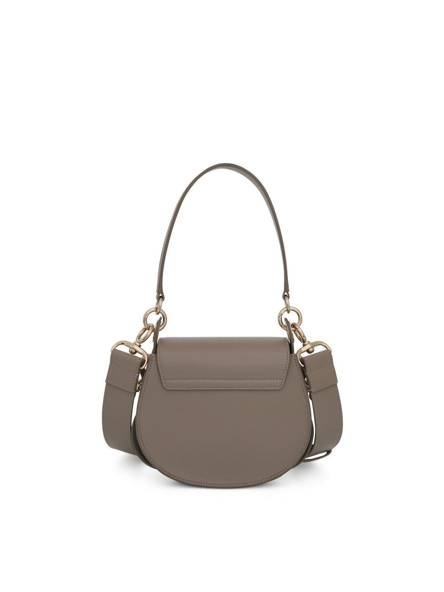 Chloe Small Tess Bag in Shiny & Suede Calfskin in Motty Grey