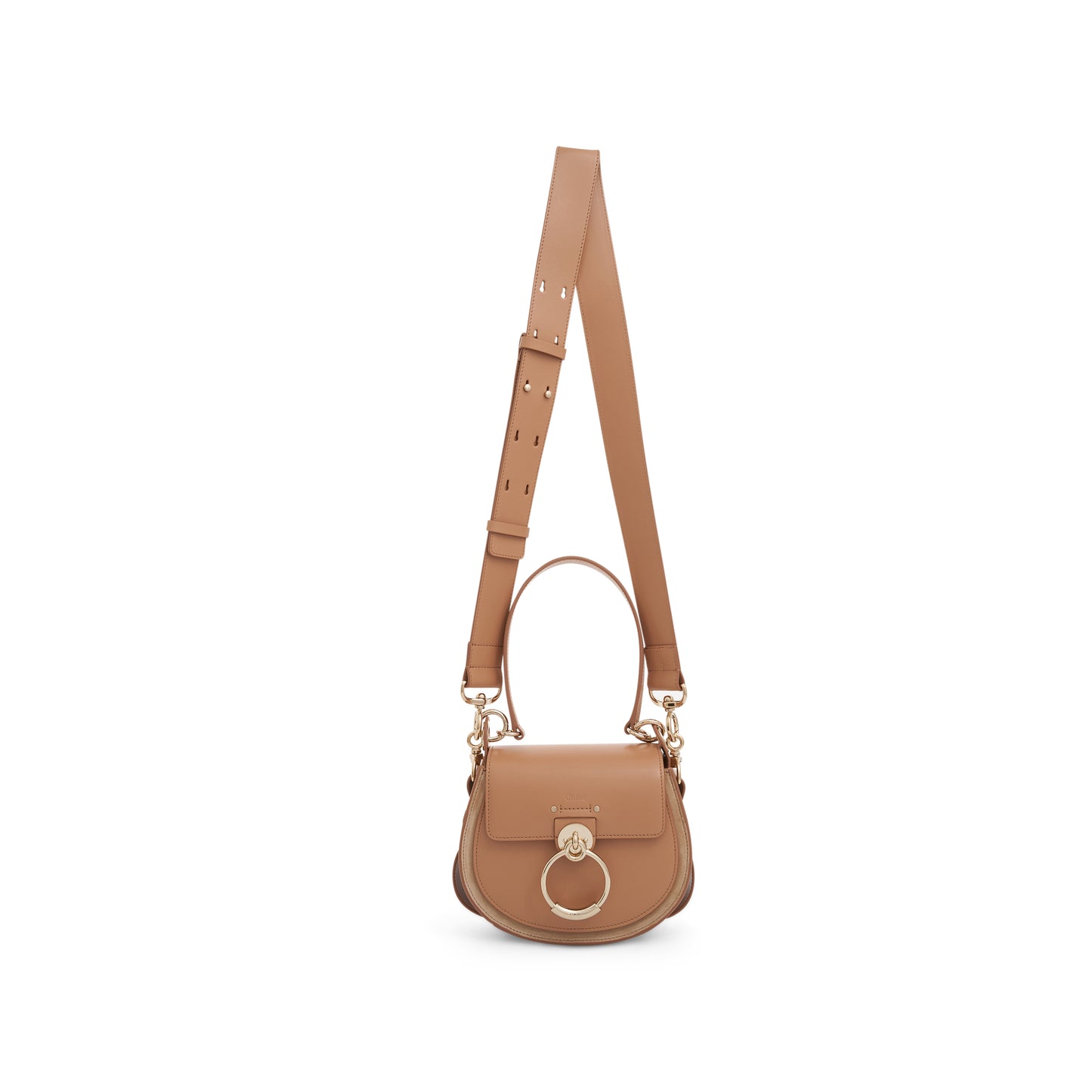 Small Tess Bag in Shiny & Suede Calfskin in Light Tan