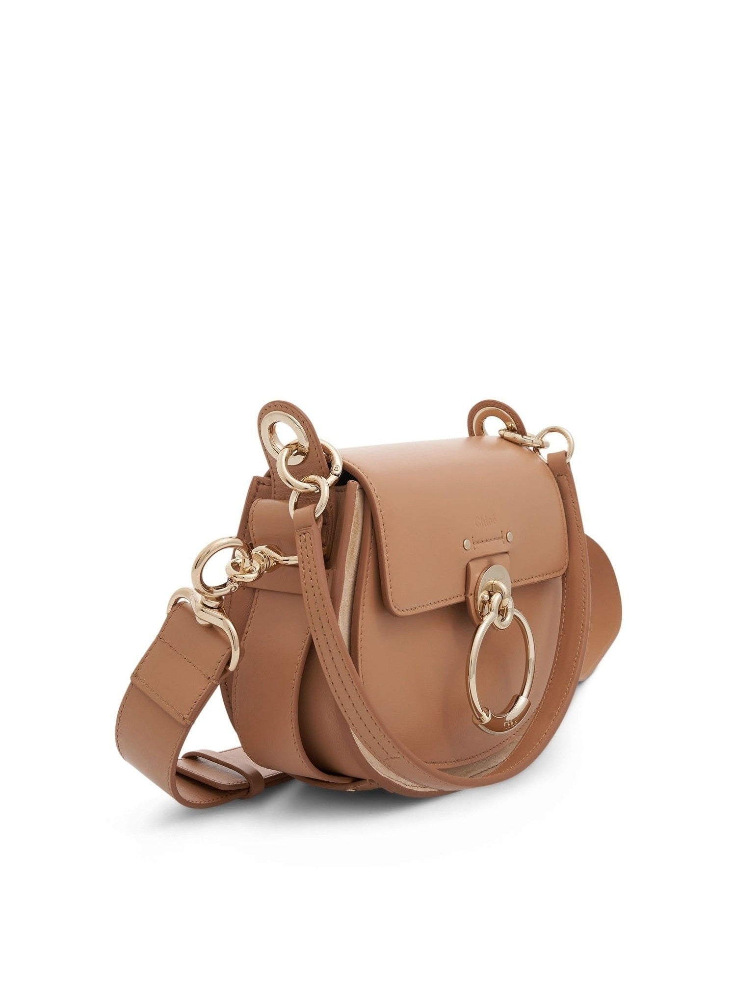 Small Tess Bag in Shiny Suede Calfskin in Light Tan