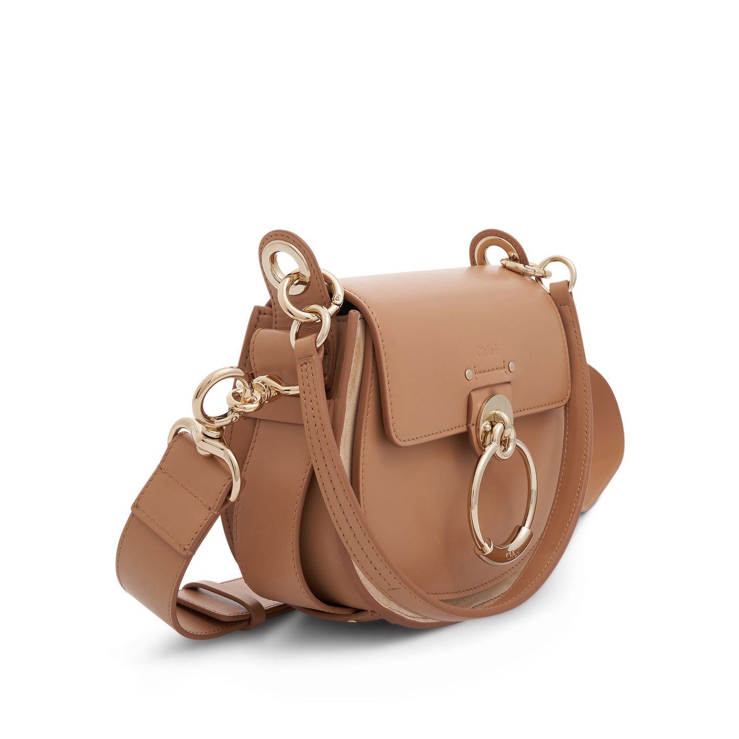 Small Tess Bag in Shiny & Suede Calfskin in Light Tan