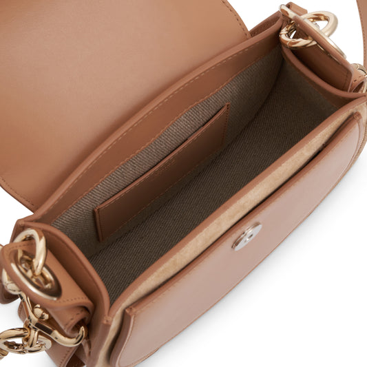 Small Tess Bag in Shiny & Suede Calfskin in Light Tan