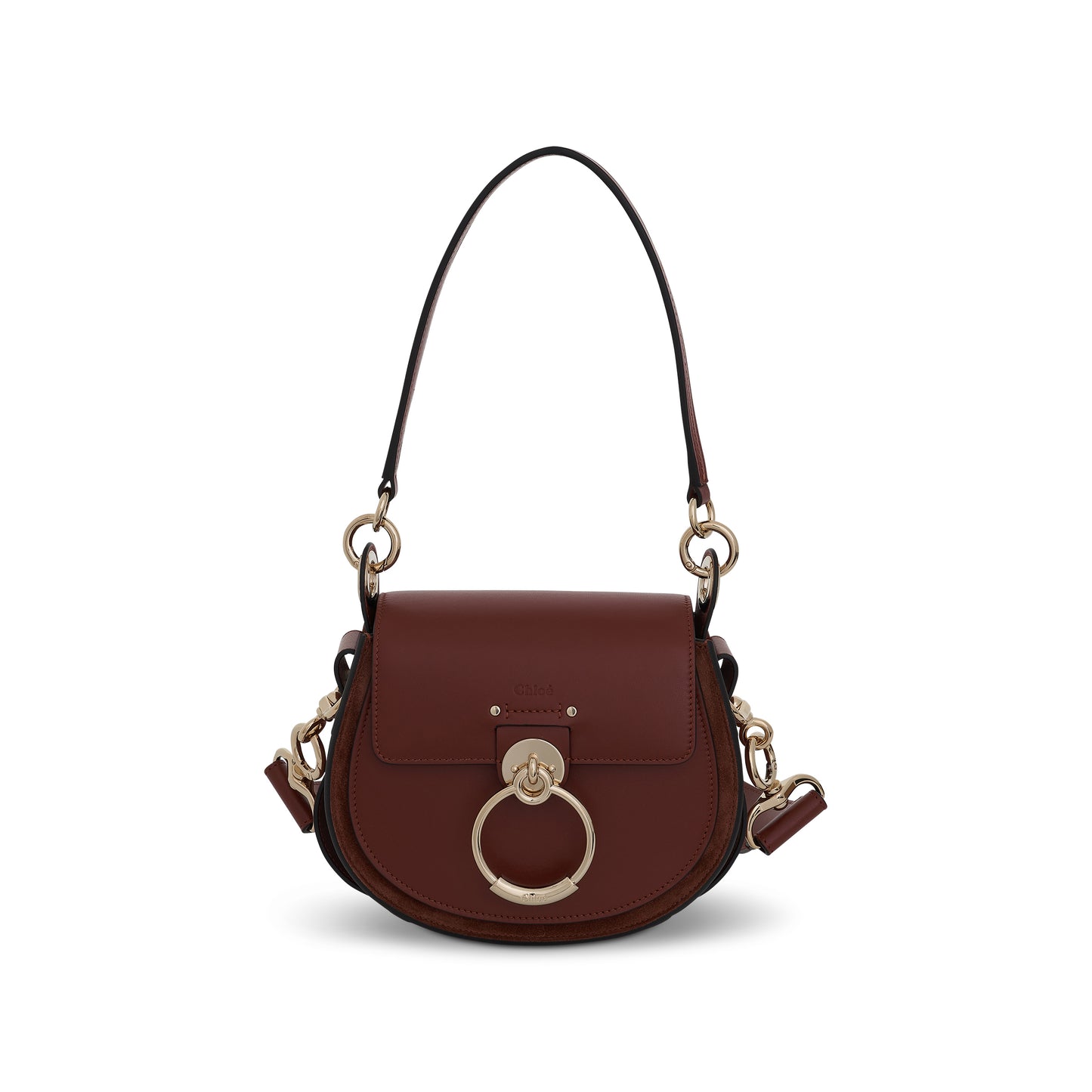 Small Tess Bag in Shiny & Suede Calfskin in Autumnal Brown