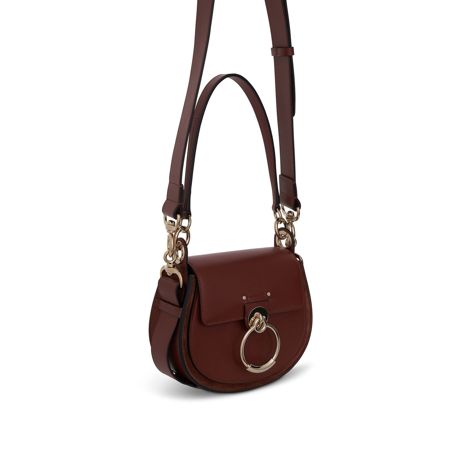 Small Tess Bag in Shiny & Suede Calfskin in Sepia Brown