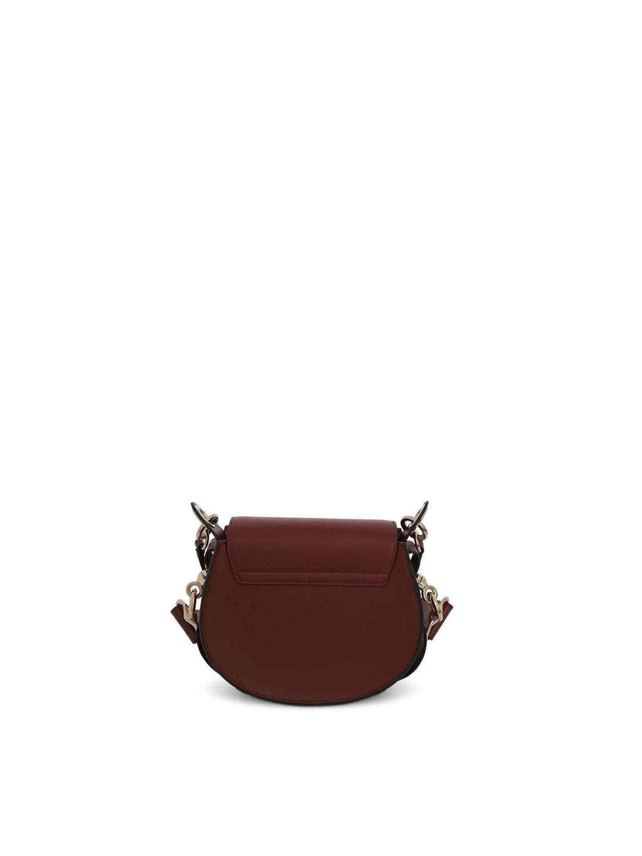 Chloe Small Tess Bag in Shiny & Suede Calfskin in Sepia Brown