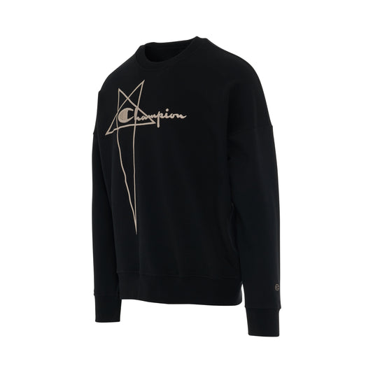 Rick Owens x Champion Pullover Sweatshirt in Black