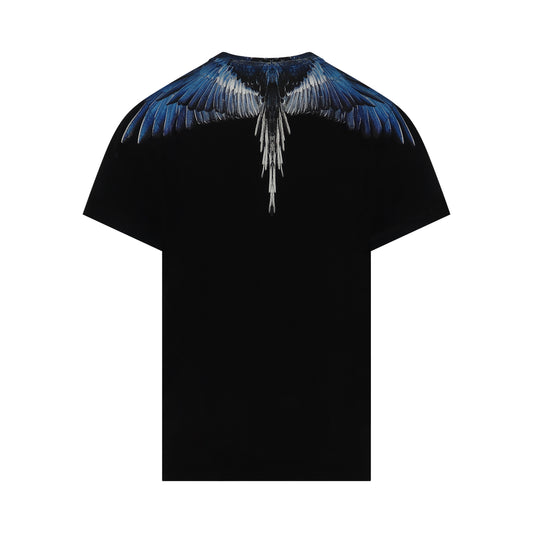 Classic Wings Print T-Shirts in Black/Blue