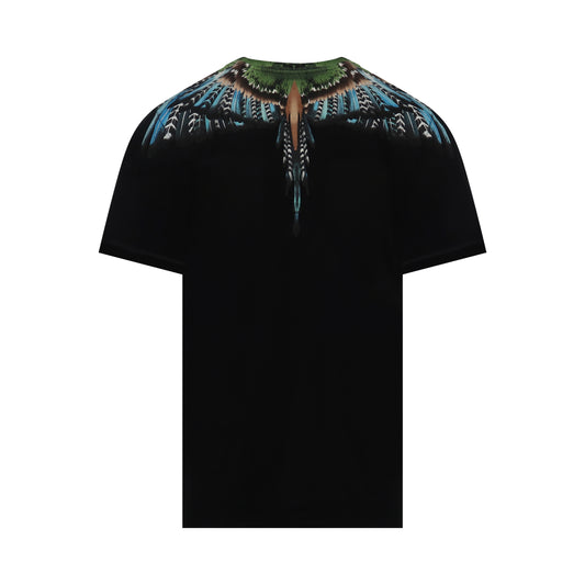 Grizzly Wings Print T-Shirt in Black