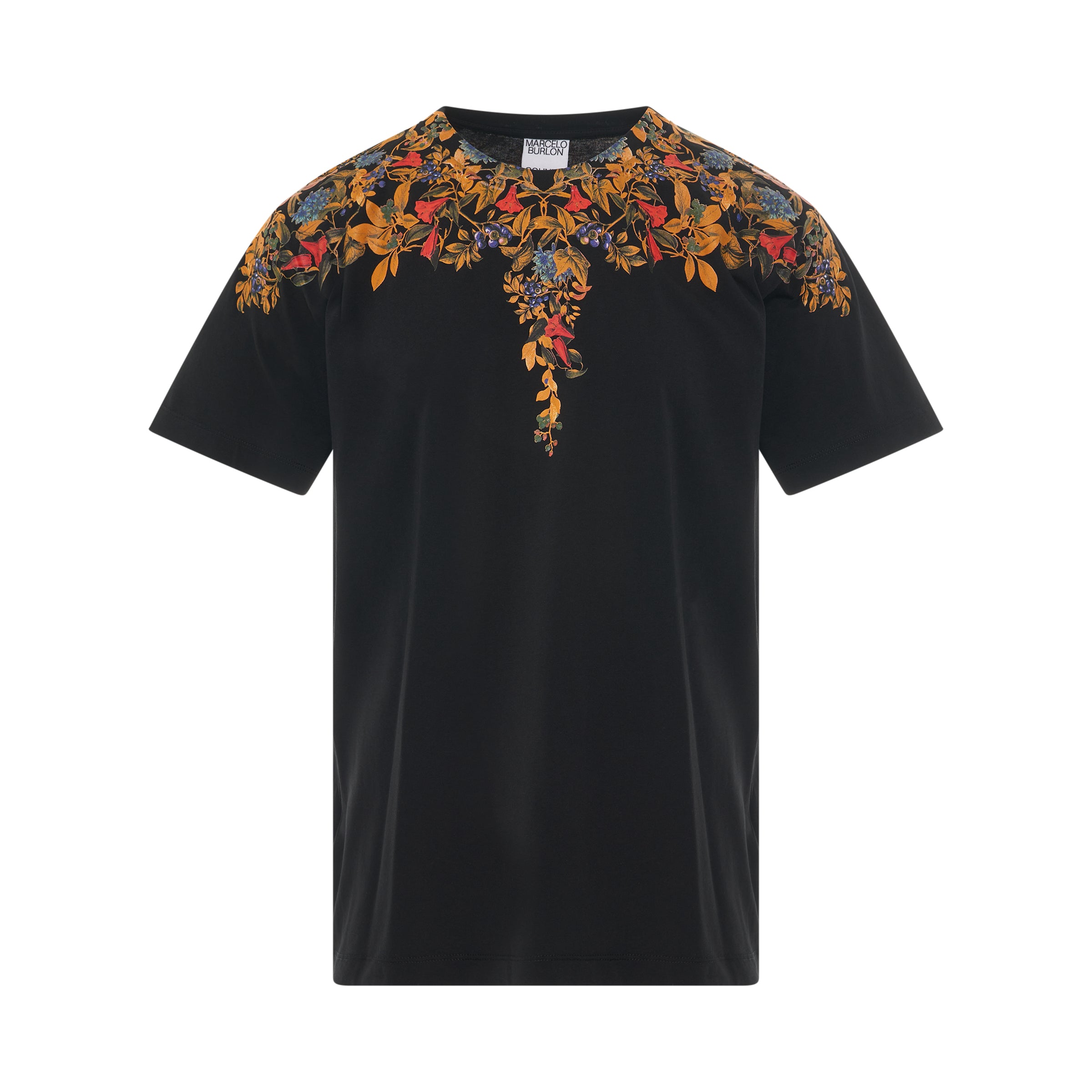 Flower Wings Regular T-Shirt in Black/Ochre