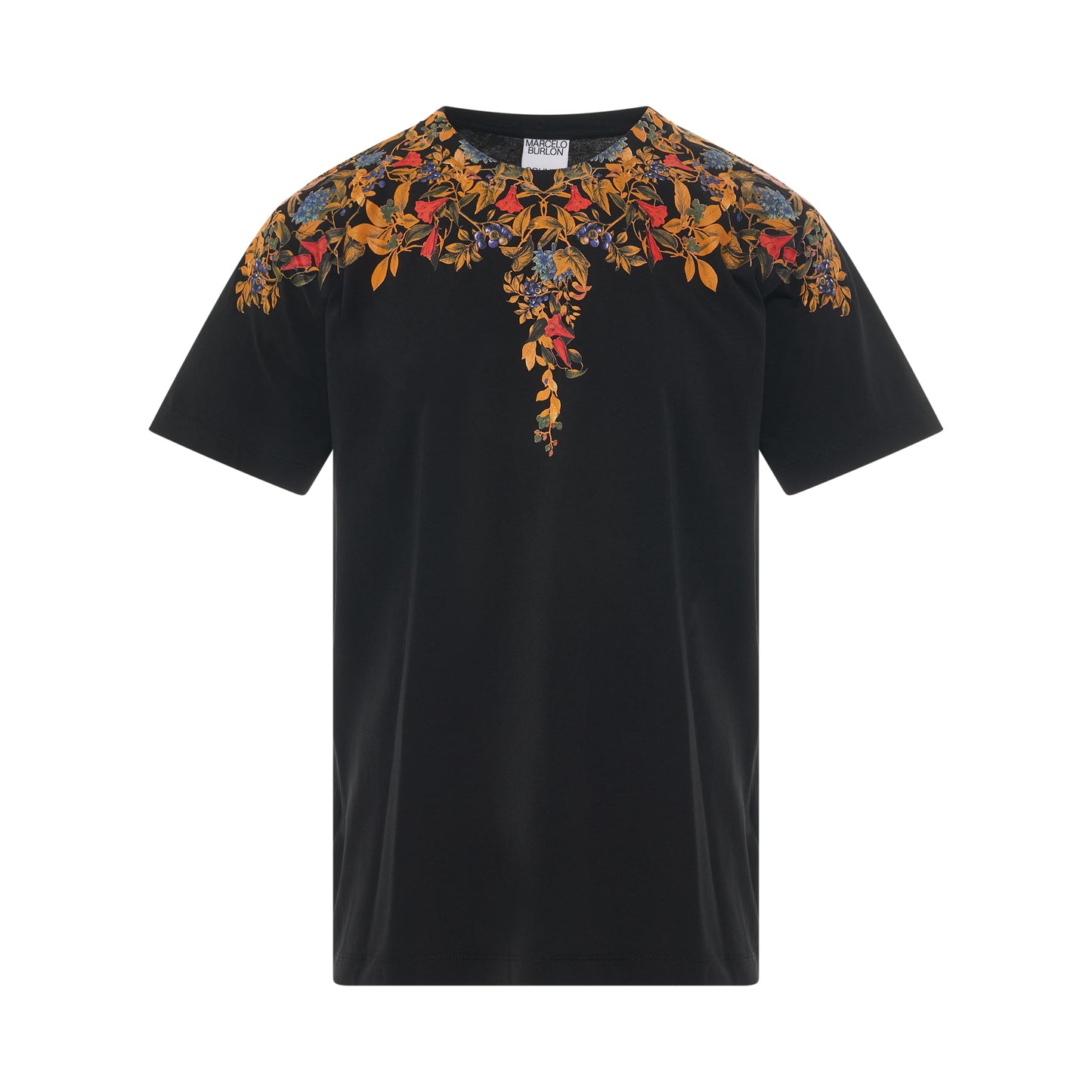 Flower Wings Regular T-Shirt in Black/Ochre