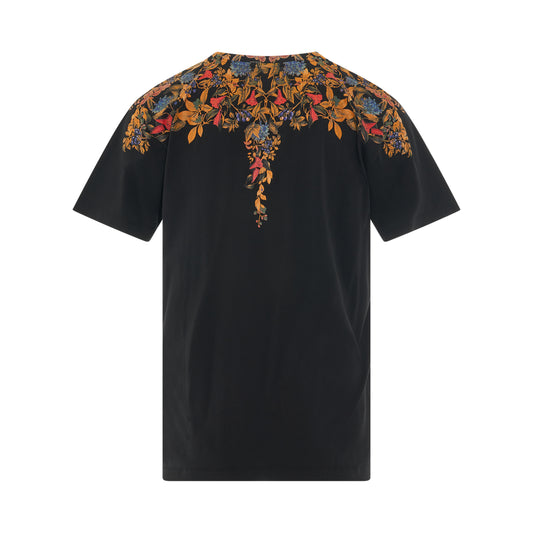 Flower Wings Regular T-Shirt in Black/Ochre