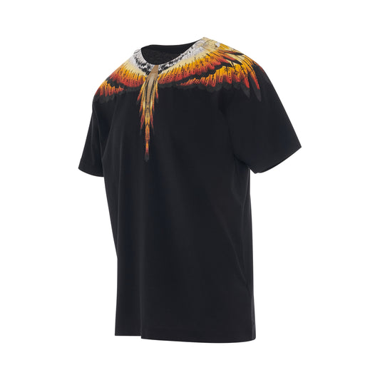 Solfolk Wings Regular T-Shirt in Black/Red