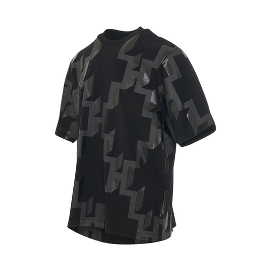 All Over Cross Oversized T-Shirt in Black/Dark Grey