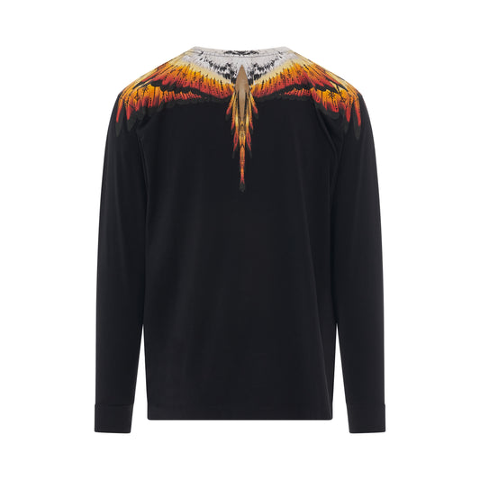 Solfolk Wings Regular Long Sleeve T-Shirt in Black/Red