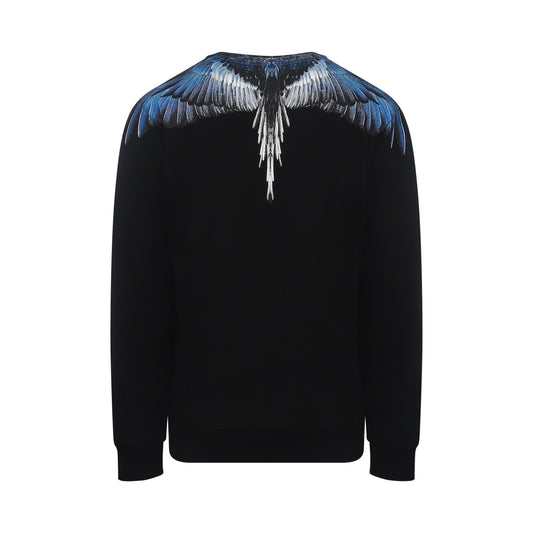 Classic Wings Print Sweatshirts in Black/Blue