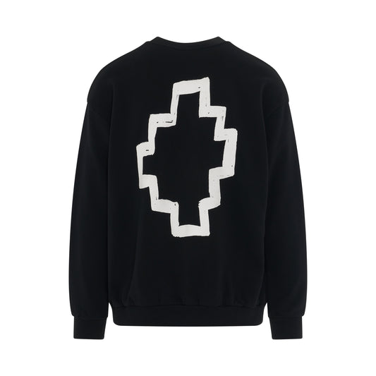 Tempera Cross Oversized Crewneck in Black