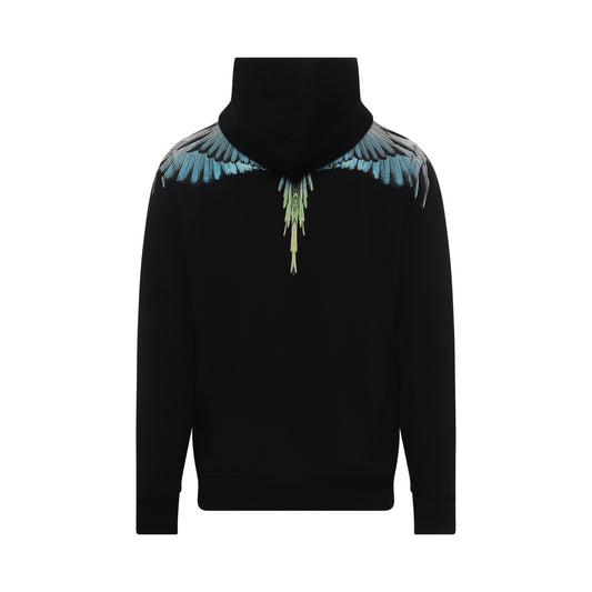 Classic Wings Print Hoodie in Black/Blue